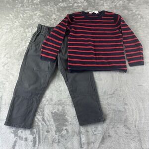 Zara H&M Outfit Set Boy's XS (4-6) Pants Sweater Mixed Brands Red Gray